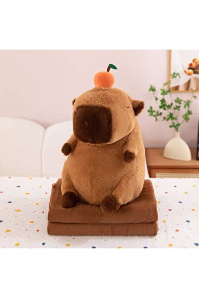 Tescomak Set de pătură și pernă pentru copii, jucărie de pluș, maro extra moale