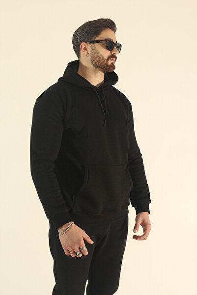 INFLUYENTE Ανδρικό χειμερινό φούτερ Jogger Σετ αθλητικής φόρμας- Regular Kangaroo Pocket με κουκούλα