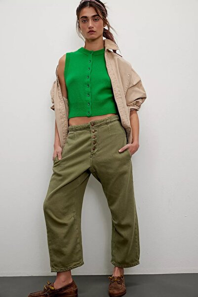 september island Khaki Color Comfortable Fit Denim Trousers