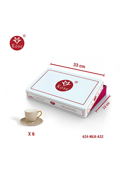 Rose 12-piece porcelain milk tea cup set with a distinctive classic pattern, Rose 626