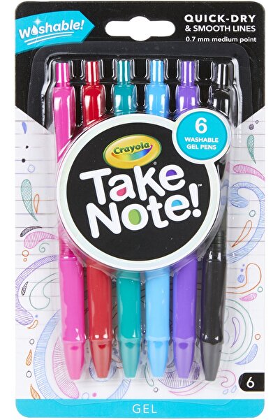 Crayola انتبه! أقلام جل قابلة للغسل، ٦ ألوان