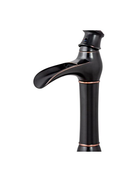 Trendy's Μπαταρία νιπτήρα, τοποθέτηση σε πάγκο, τύπου καταρράκτη, αντικέ μαύρο