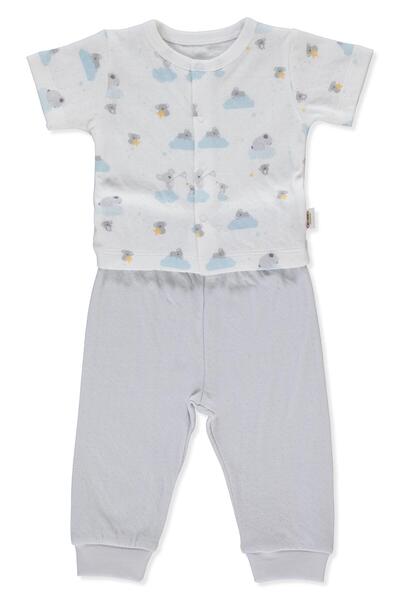 Bebetto Organic Single Layer Double Mini Pajama Set Without Socks 2-Piece (Organic Stars and Koalas) Gray