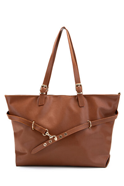 minebag Belt Detailed Faux Leather Vest Women's Shoulder Bag Brown