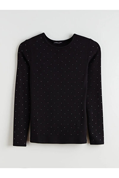 LC Waikiki Γυναικείο T-Shirt με λαιμόκοψη με πέτρες