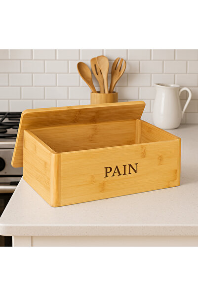 5FiveSmart 5Five bamboo bread box with design and hinged lid, 33x13x20 cm, brown