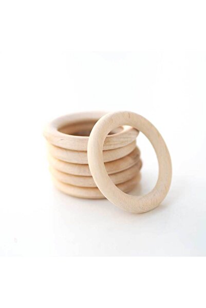 Prestij Boncuk Doğal Ahşap Halka 7 cm Diş Kaşıyıcı Makrome 70 mm Halka Amigur...