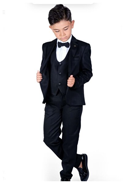 BAŞAK ÇOCUK GİYİM 5736 9/12 yaş montero ceketli yelekli takım - SİYAH - 10-11 YAŞ