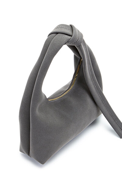 minebag Suede Smitty Shoulder Bag with Belt Detail, Gray