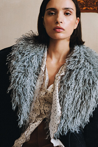 Pilea Denim Jacket with Faux Fur Collar