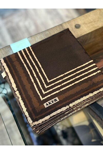 Aker Düz Renk Kenarı Şeritli 2025/2026 Twill İpek Eşarp 9060713