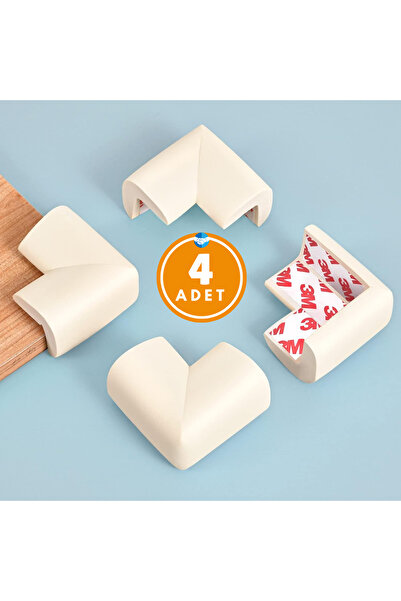 Miningaa 3m Brand Tape Gift, Rubber Table Coffee Table TV Unit Edge Corner Protector Cream Color (SET OF 4)