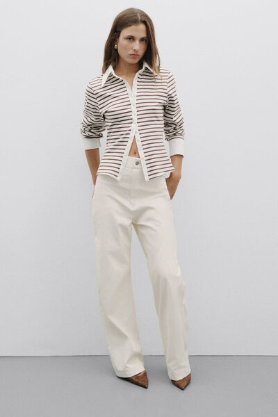 Pilea Liva Ecru Leather Trousers