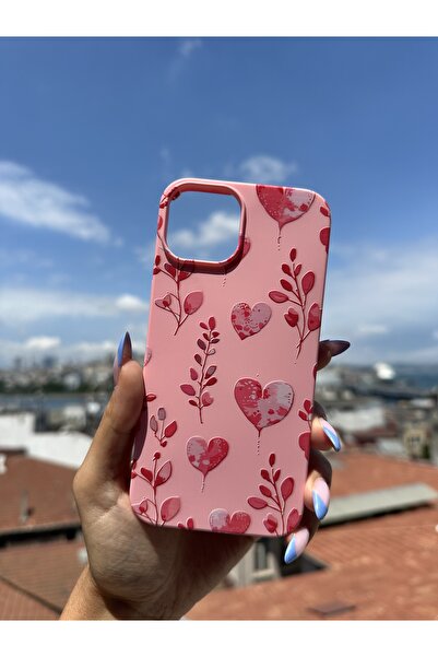Q Aksesuar حافظة هاتف متوافقة مع آيفون 6S بلس بتصميم زهور وقلوب - وردي كاندي