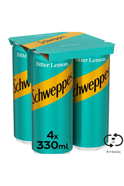Schweppes Bitter Lemon Carbonated Soft Drink SGR Can 4 x 0.33 L