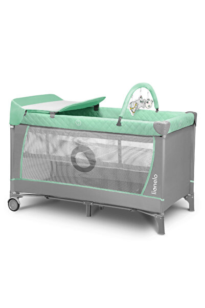 Lionelo Patut pliant, Lionelo, Flower, Cu doua nivele, Masuta de infasat, 120x60 cm, Turcoaz