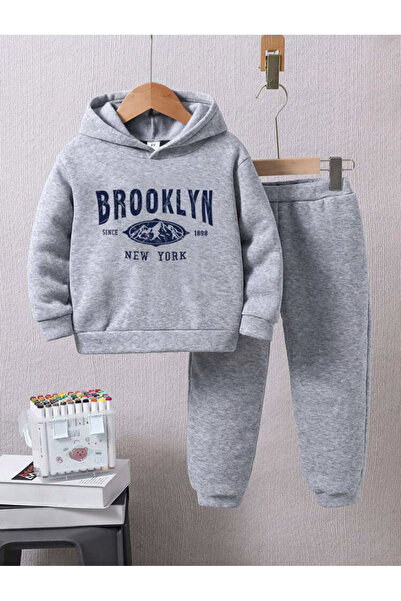 LAPS Kids Unisex Gray Brooklyn Bottom Top Tracksuit Set