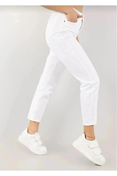 kleshus Jessica- White Mom Women's High Waist Boyfit Jean Stretch Fabric -1