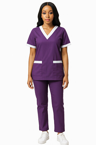 Rannah's Uniform Women’s Scrub Set with White Trim – Uniform for Nurses and C...