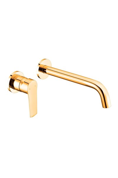 Trendy's Μπαταρία νιπτήρα μονού μοχλού, εντοιχισμένη, χρυσή