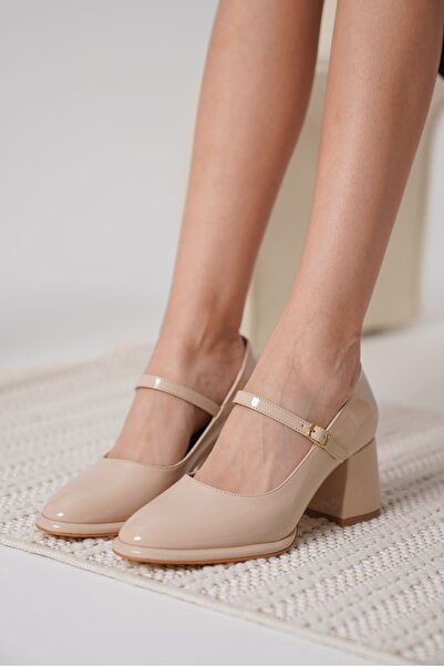 TRENDELLA Pantofi cu toc pentru femei Slay Nude din piele lacuita