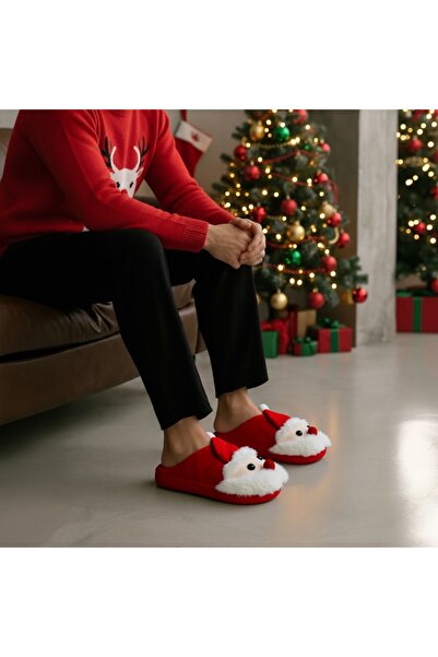OEM Papuci de casa pufosi si caldurosi pentru barbati, cu motive Craciun, D328