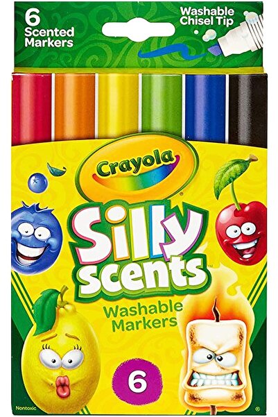 Crayola أقلام تحديد قابلة للغسل بطرف مشطوف من سيلي سينتس - 6 ألوان
