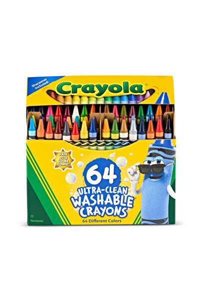 Crayola أقلام تلوين فائقة النظافة وقابلة للغسل، 64 قطعة