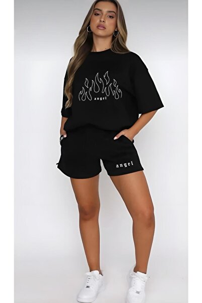 LAPS Women's Flame Angel Printed Shorts Set