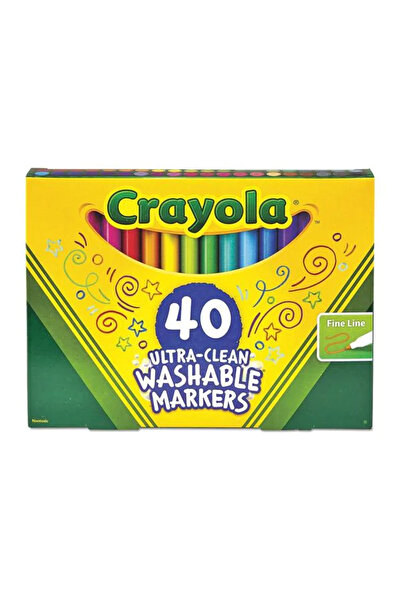 Crayola أقلام تحديد فائقة النظافة وقابلة للغسل، خط رفيع، 40 لونًا