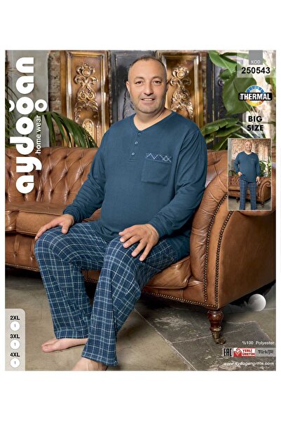 Aydoğan Erkek Battal Beden Termal Pijama Takımı | Kışlık Sıcak Tutan Kumaş
