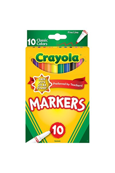 Crayola أقلام تحديد خط رفيع 10 ألوان كلاسيكية