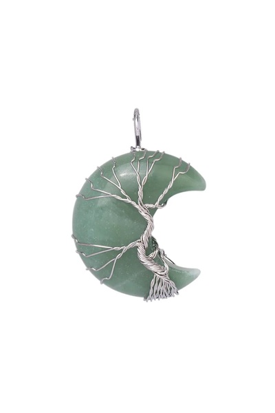 animis beauty Pandantiv Aventurin verde tip Luna cu montura Pomul Vietii, din...