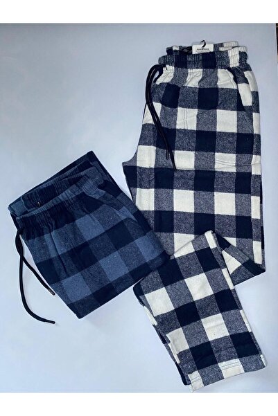 DÜVEN Чоловічі зимові піжамні штани з бавовняної тканини в клітинку, 2 пари