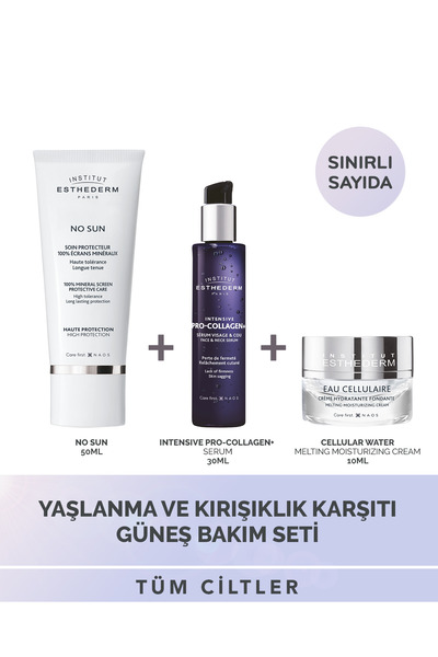 Institut Esthederm Yaşlanma ve Kırışıklık Karşıtı Güneş Bakım Seti: Serum + Güneş Kremi + Nemlendirici