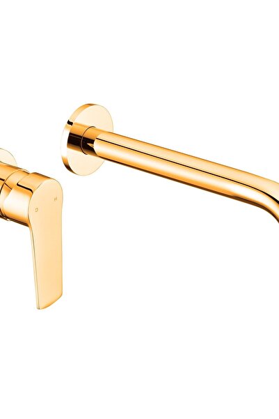 Trendy's Μπαταρία νιπτήρα μονού μοχλού, εντοιχισμένη, χρυσή