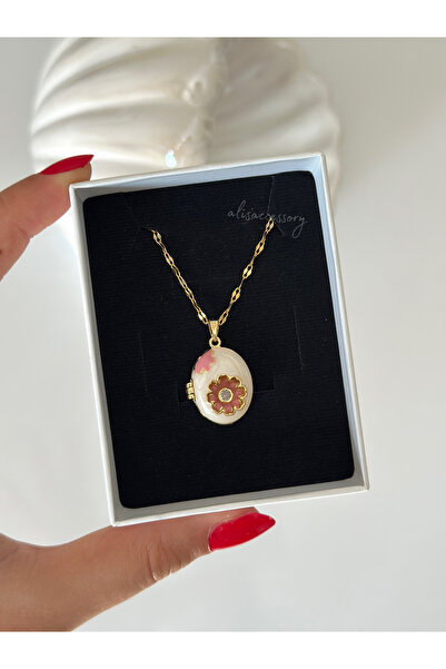 Alis Accessory Çelik renkli çiçek kolye