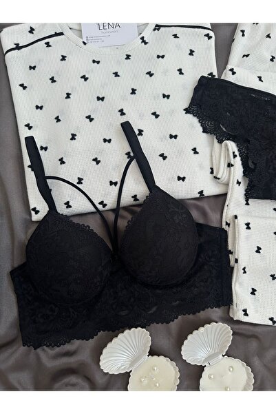 Lena Homewears Women's Ecru Waffle Premium Pajama Set with Underwear