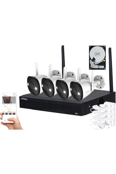 Imou Wireless Complete Video Surveillance Kit, 4 Full-Color Cameras, 30m LED, Microphone & Speaker,