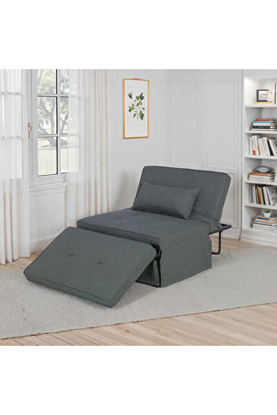 Adore Mobilya Cube Katlanır Yataklı Puf - Koyu Gri 96x189x42.5 / 96x168x92.5 cm