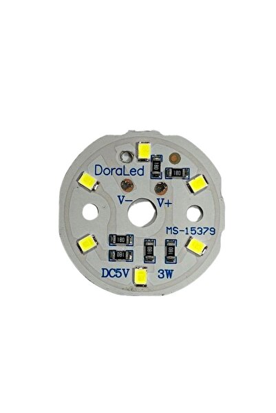 DORA LED 5Volt 3Watt Smd 2835 Ledli Led Modül Beyaz 5V 3W Avize Ledi 33mm(3 A...