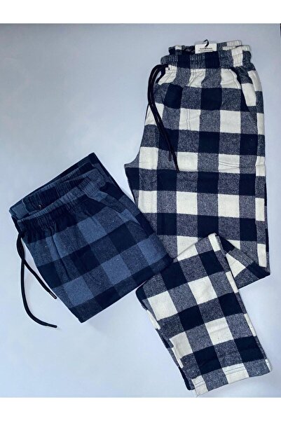 DÜVEN Чоловічі зимові піжамні штани з бавовняної тканини в клітинку, 2 пари