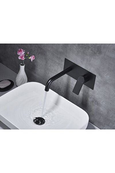 Trendy's Baterie lavoar incastrata in perete, negru mat