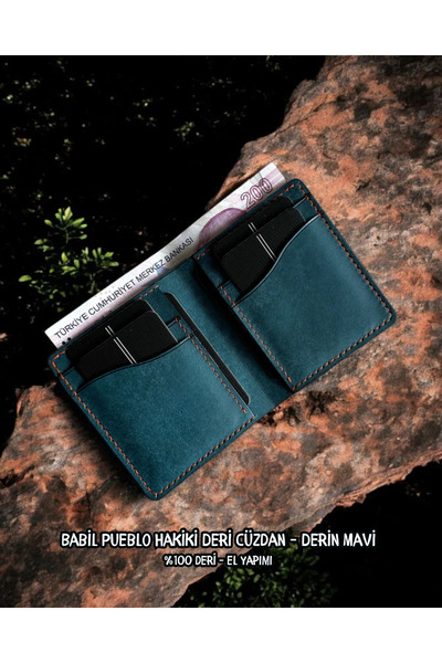 Nicevia Babil Pueblo Genuine Leather Wallet - Deep Blue