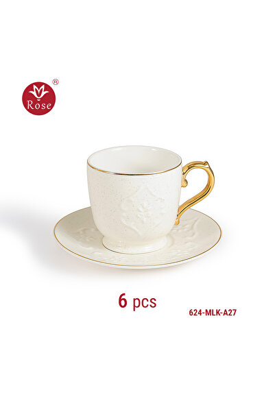 Rose 12-piece porcelain milk tea cup set with a distinctive classic pattern, Rose 625