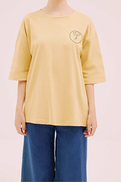 Roman Kısa Kol T-shirt Bej Y2154922_024