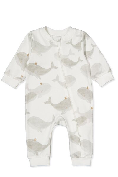 Bebetto İNTERLOK PATİKSİZ FERMUARLI TULUM (WHALES) GRİ