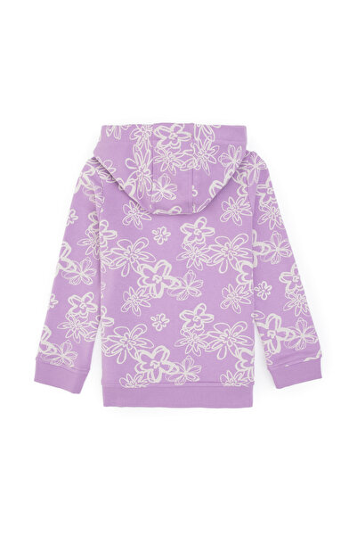 U.S. Polo Assn. Girl's Lilac Hooded Zippered Floral Sweatshirt 50317959-Vr034