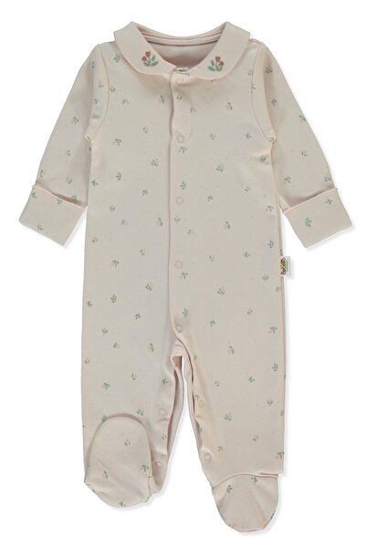 Bebetto بدلة أطفال عضوية من قماش الإنترلوك (دب لطيف عضوي) بلون السلمون