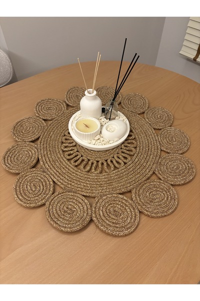 MaVaux Tadpole Wicker Jute Round Runner 60X60